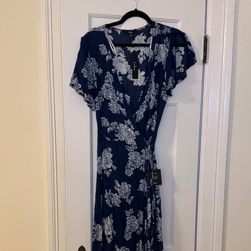 Lulu's Blue and White Floral Maxi Dress